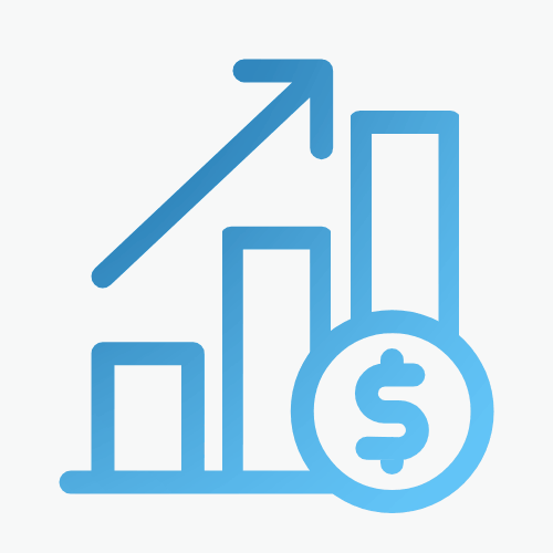 Animated Icon of a Bar Graph with $ representing Performance Marketing Growth
